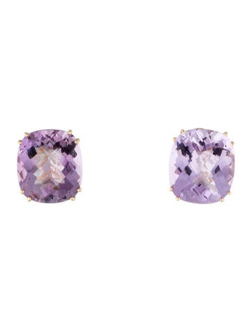 14K Amethyst Earclips