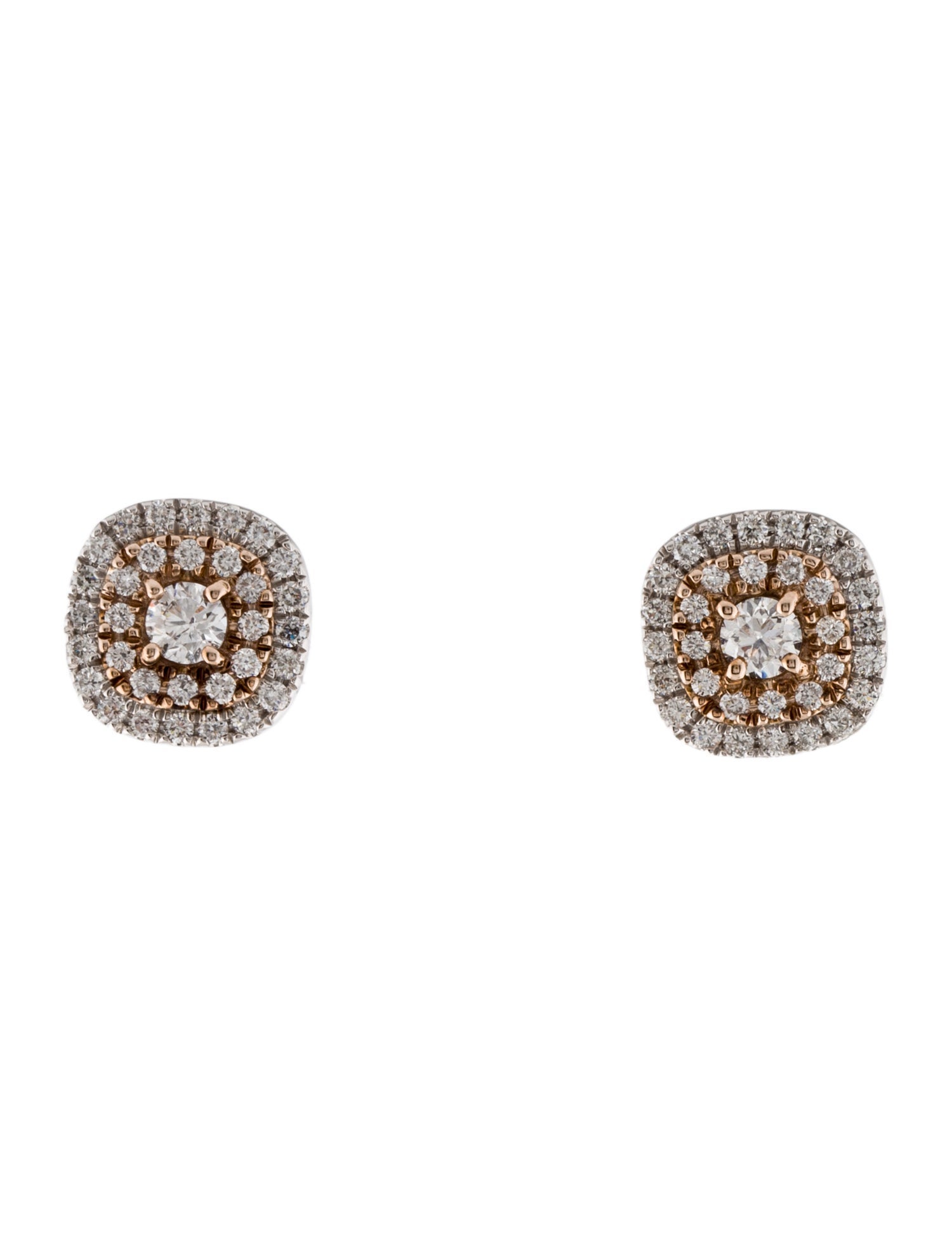 Earrings 14K 1.00ctw Diamond Double Halo Stud Earrings