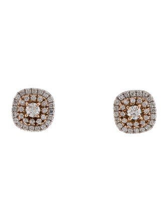 Earrings 14K 1.00ctw Diamond Double Halo Stud Earrings