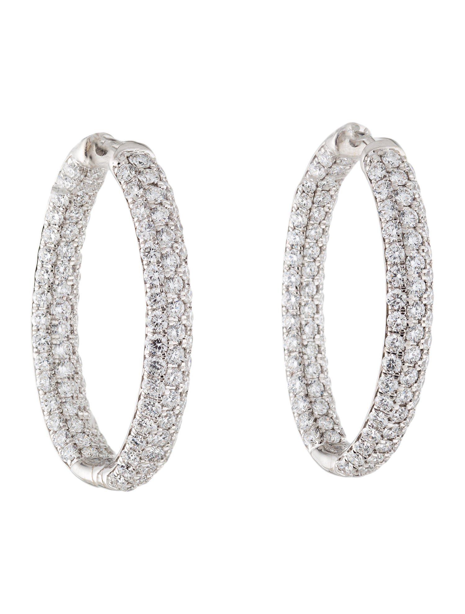 Earrings 14K 5.00ctw Diamond Inside-Out Oval Hinged Hoop Earrings ...
