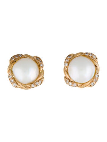 14K Mabé Pearl & Diamond Earring