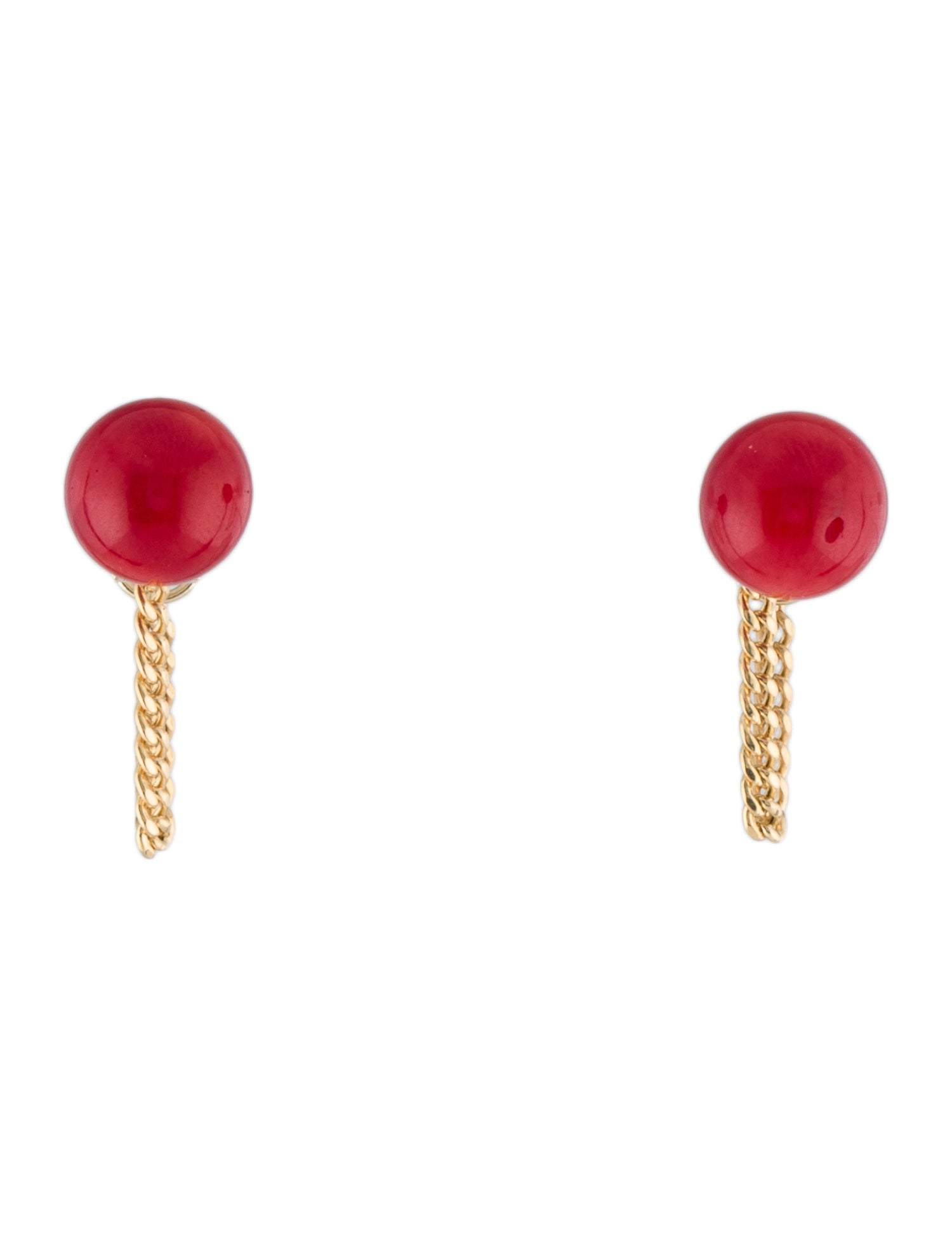 Earrings 14K Dyed-Coral Chain Drop Earrings