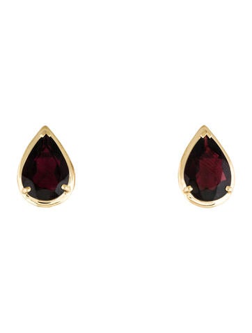 14K Garnet Teardrop Earclips