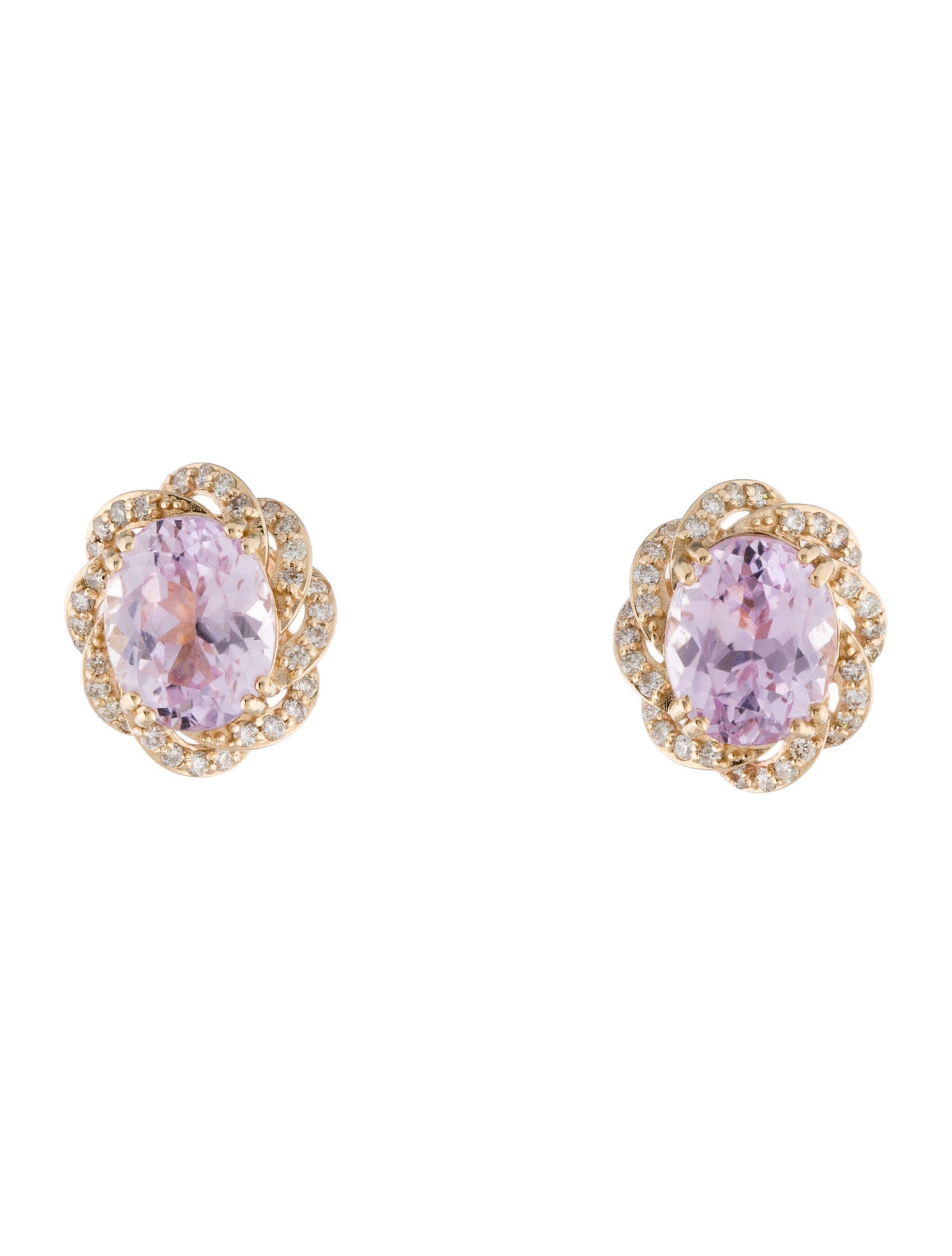 Earrings 14K 5.93ctw Kunzite & Diamond Stud Earrings