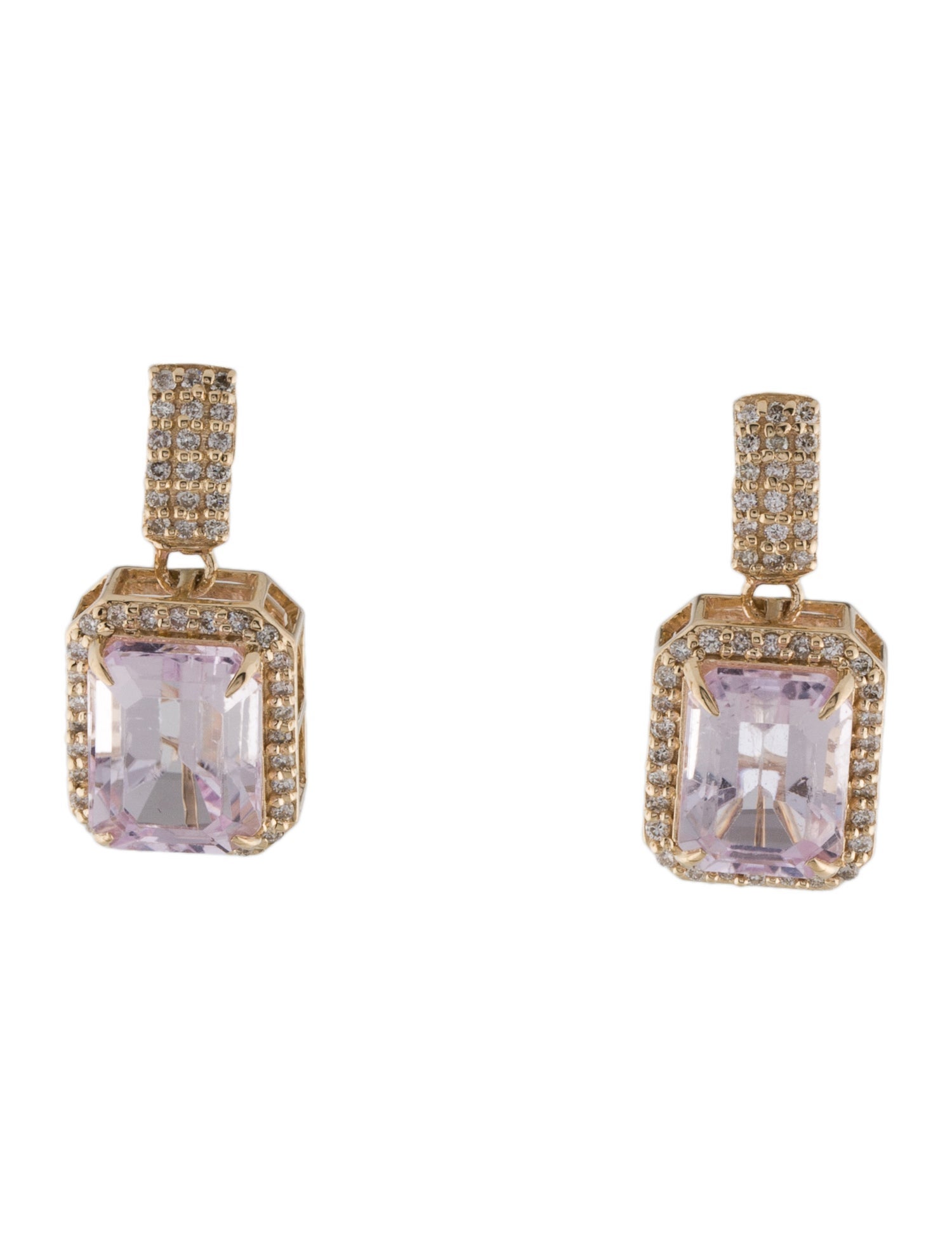 Earrings 14K 5.64ctw Kunzite & Diamond Drop Earrings