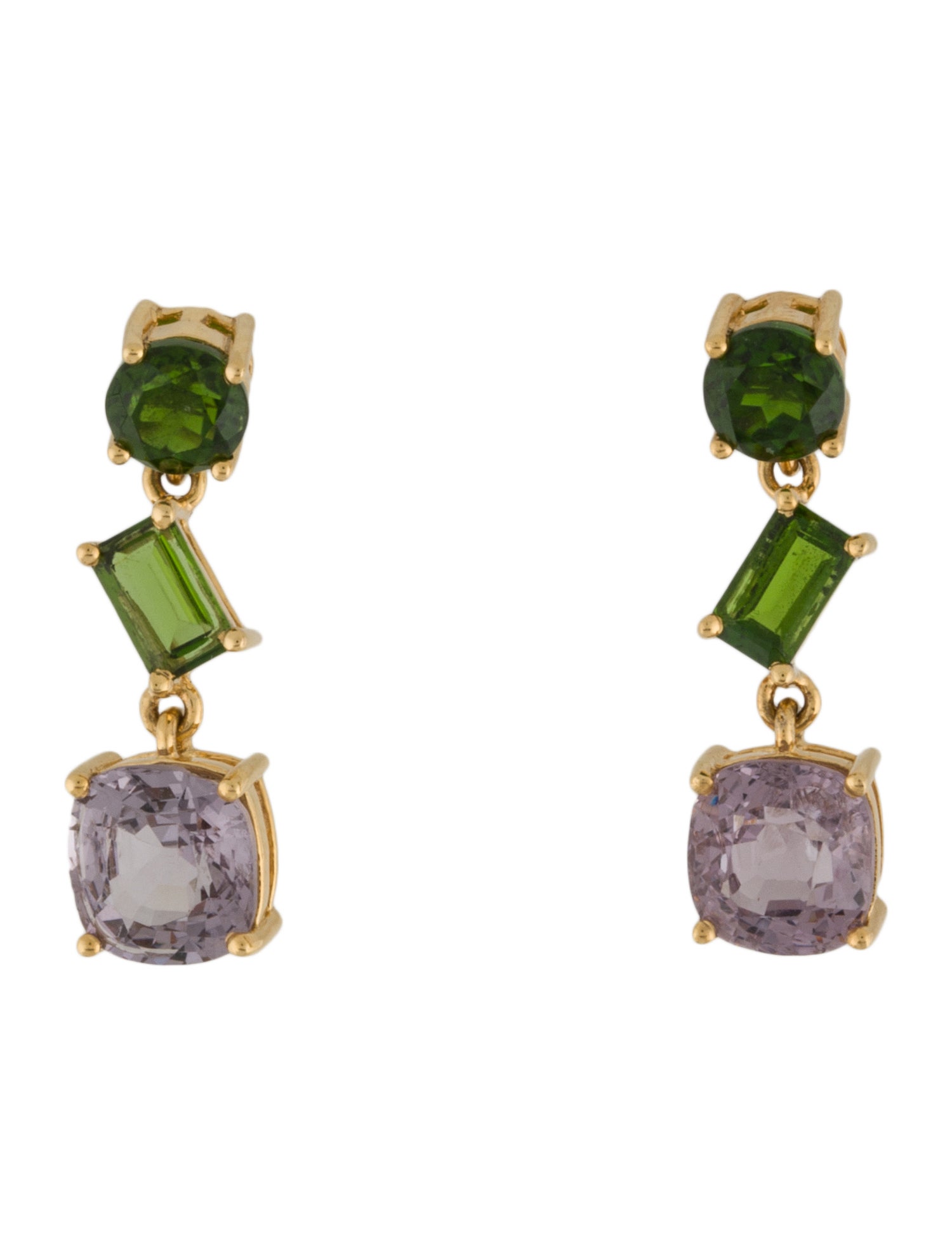 Earrings 18K 3.04ctw Spinel & Diopside Drop
