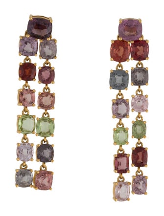 Earrings 18K 20.93ctw Spinel & Peridot Asymmetrical Drop Earrings