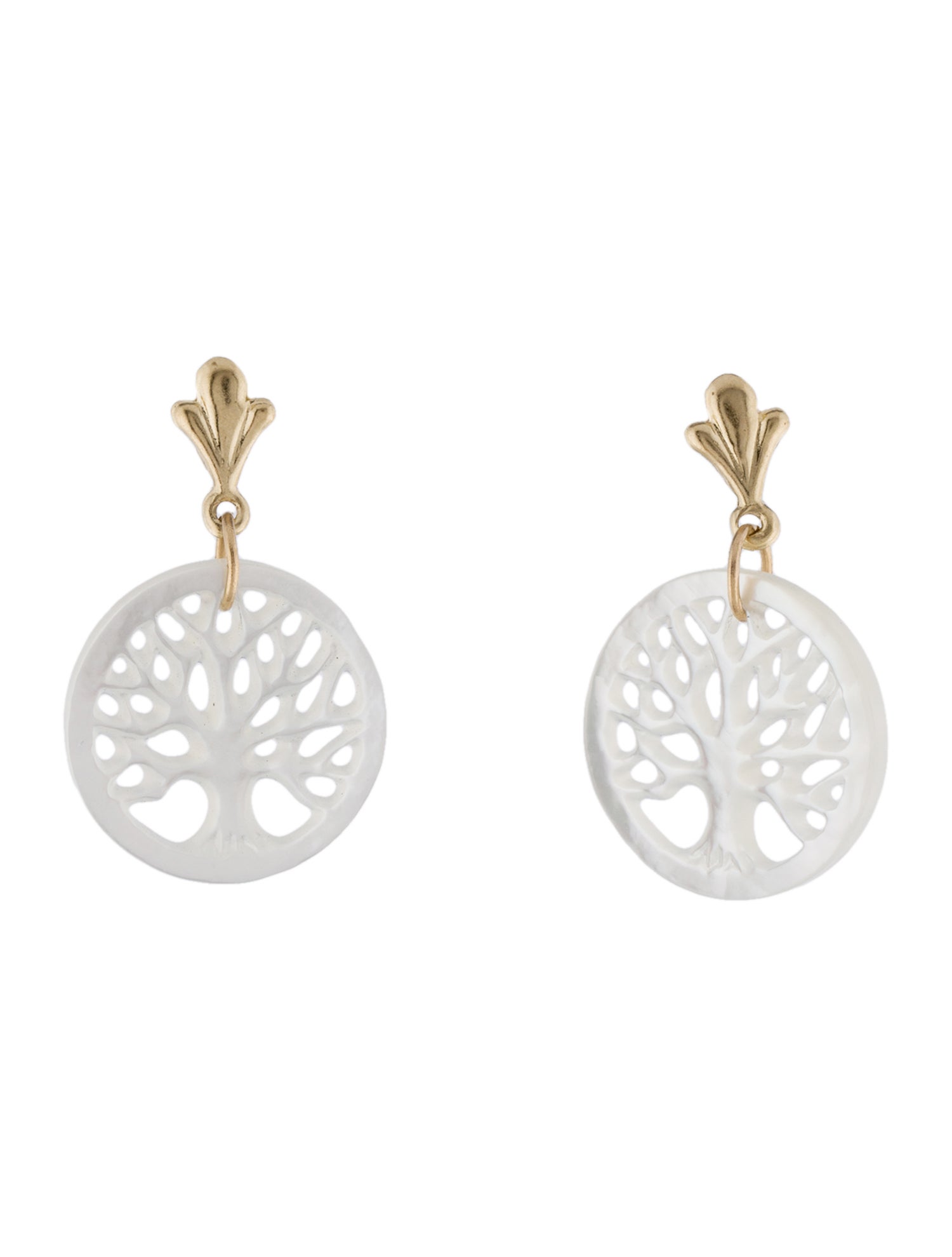 Earrings 14K Mother of Pearl Tree Of Life Drop Earrings
