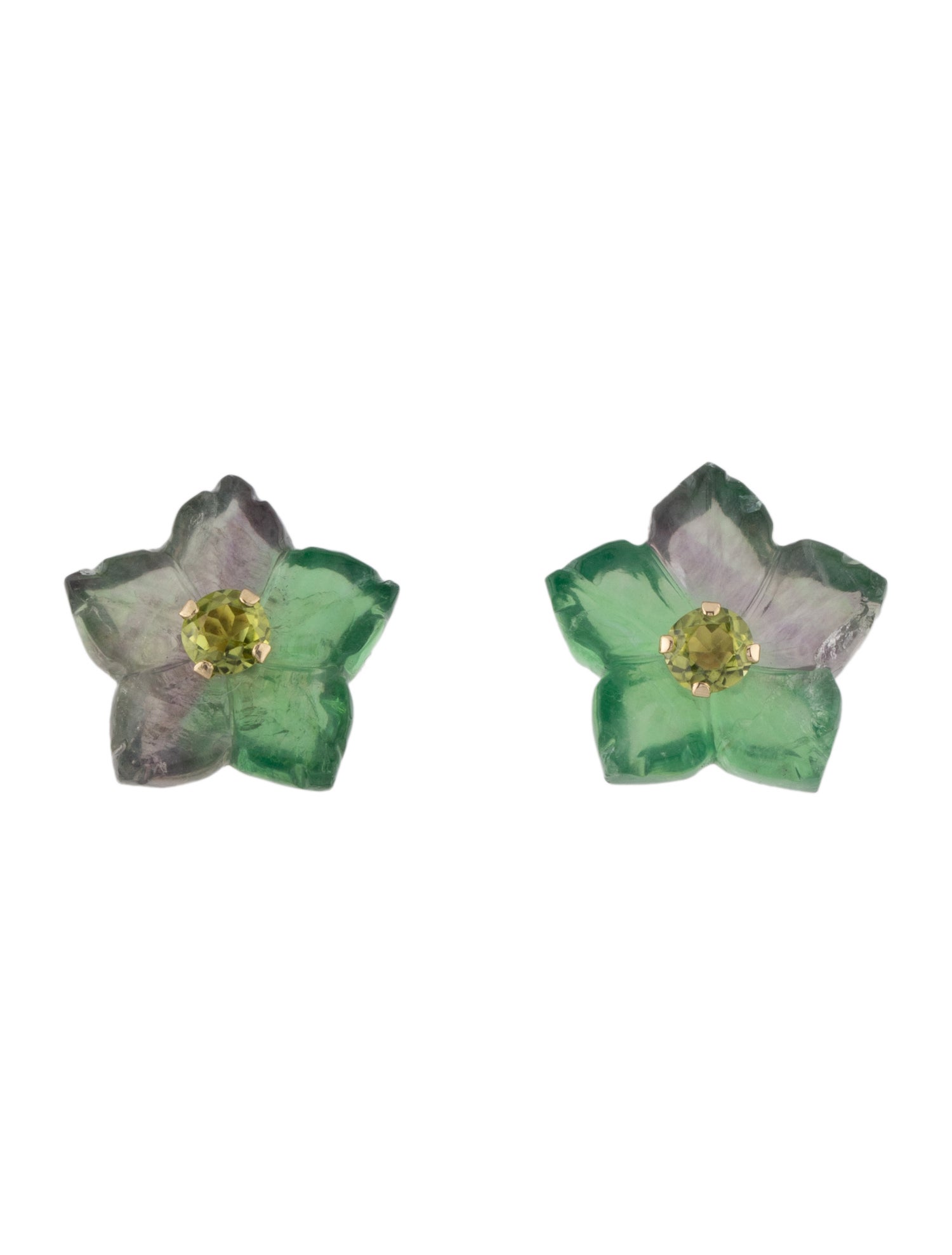 Earrings 14K Peridot & Fluorite Stud Earrings