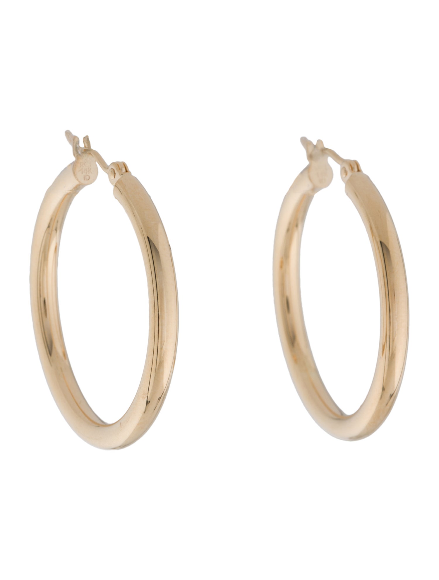Earrings 14K Round Tube Hoop Earrings