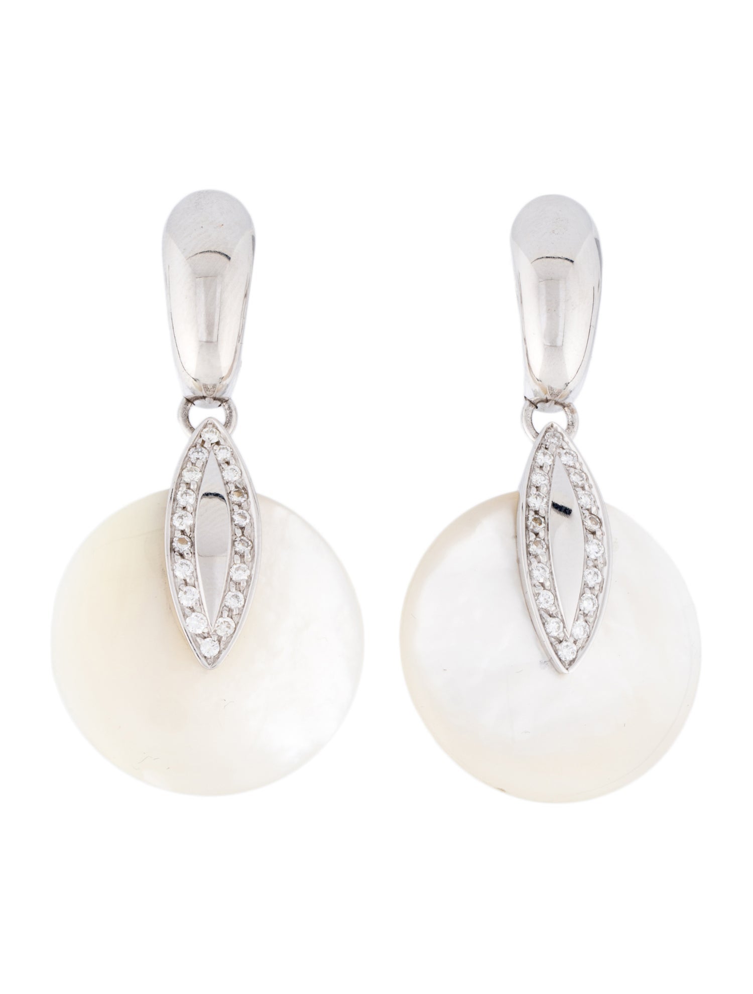 Earrings Oromalia 18K Mother of Pearl & Diamond Drop Earrings