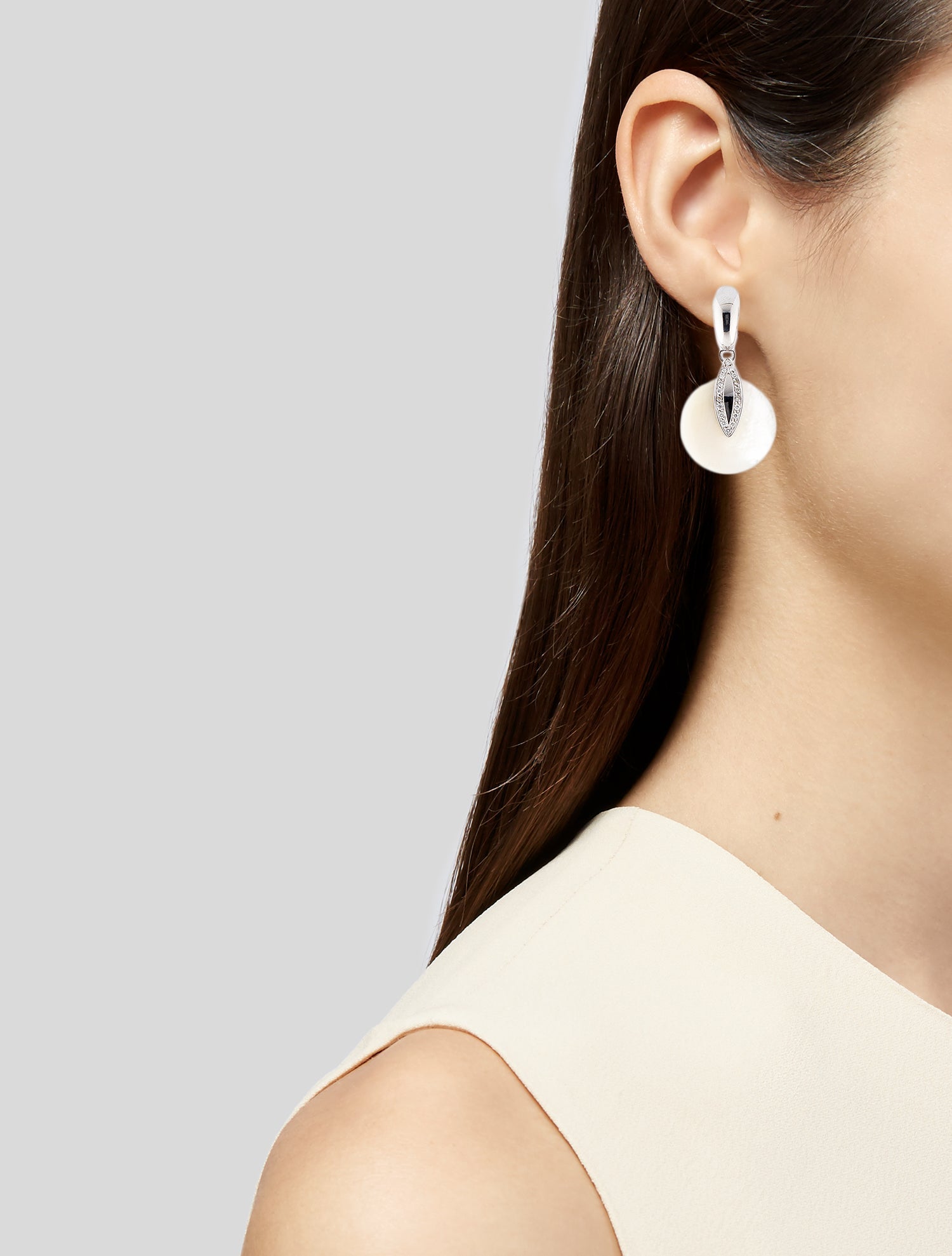Earrings Oromalia 18K Mother of Pearl & Diamond Drop Earrings