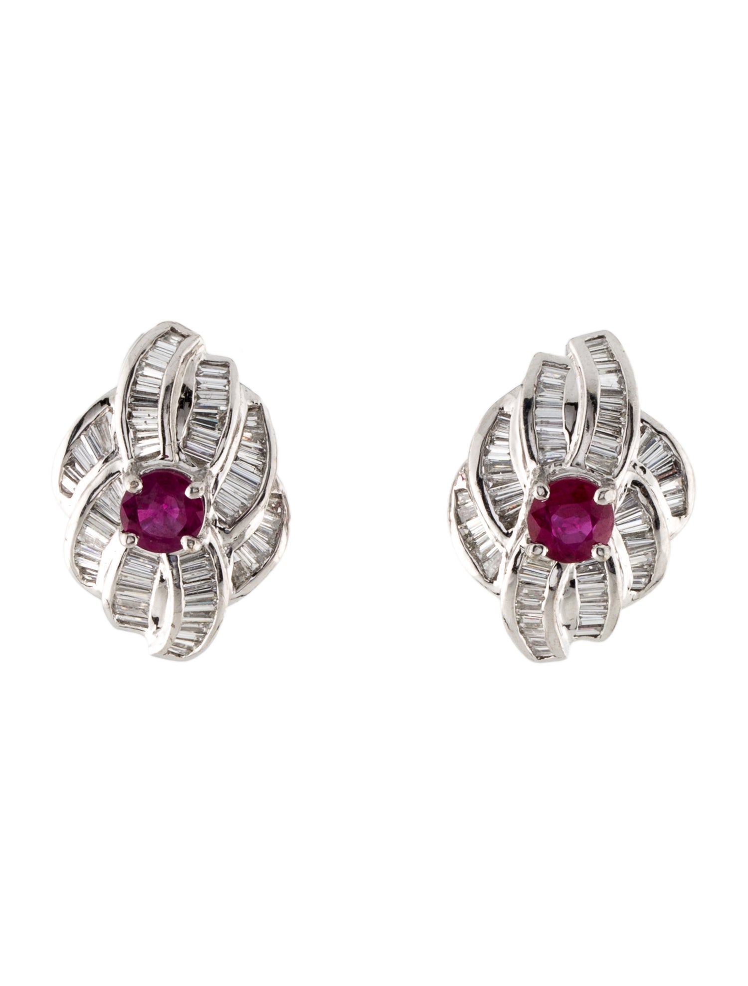 Earrings 18K 1.29ctw Diamond & Ruby Earclip