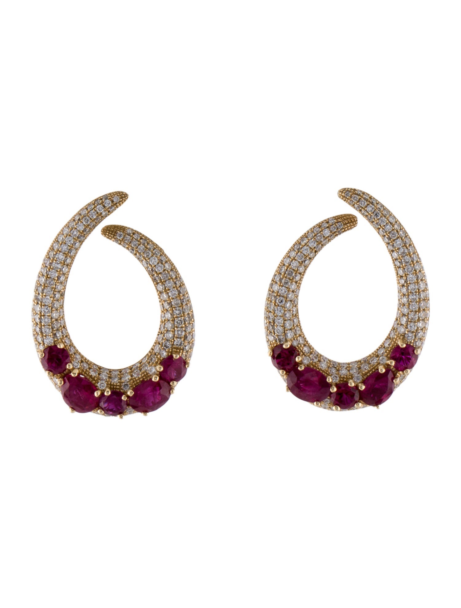 Earrings 14K Ruby & Diamond Drop Earrings