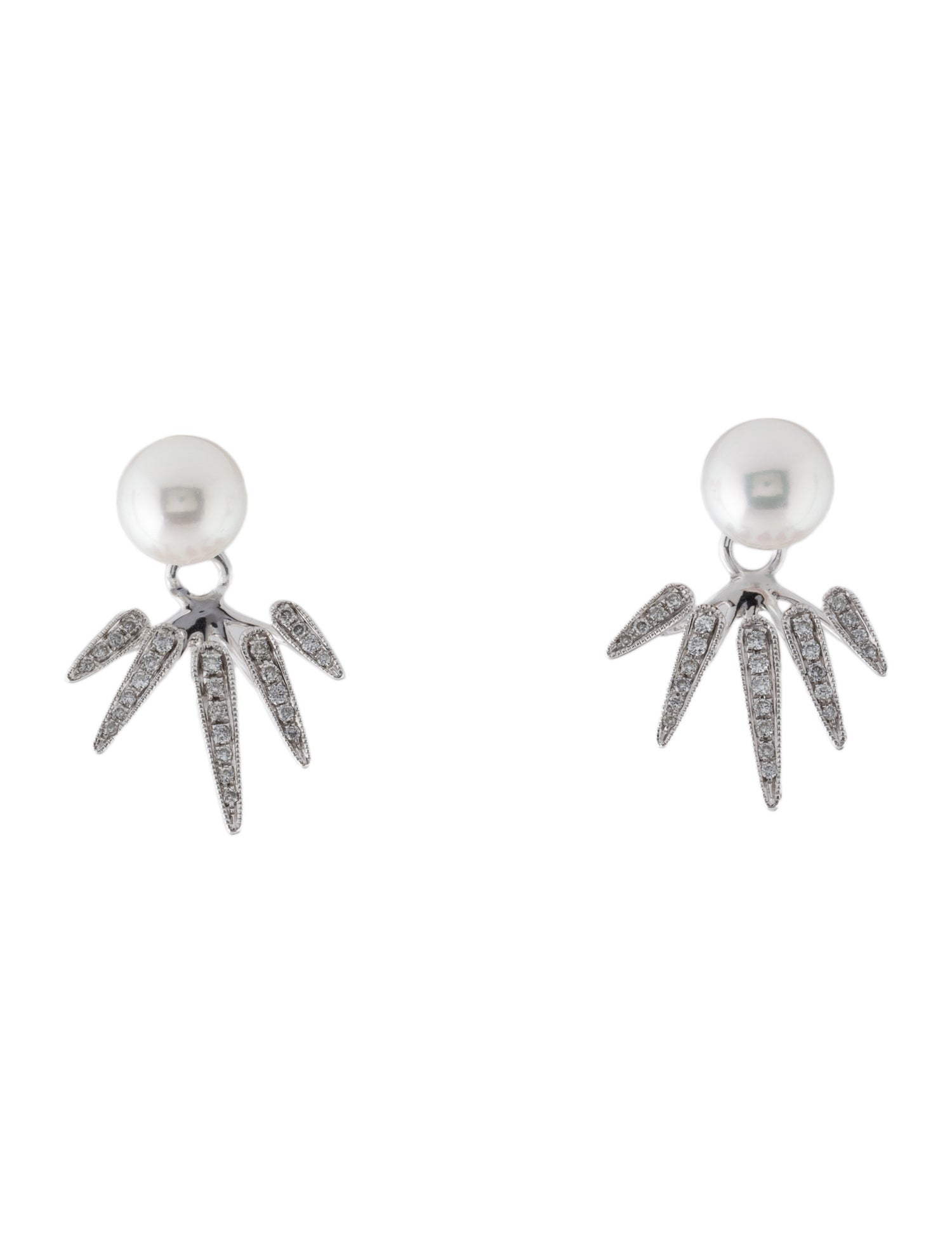 Earrings 14K Pearl & Diamond Stud Earrings
