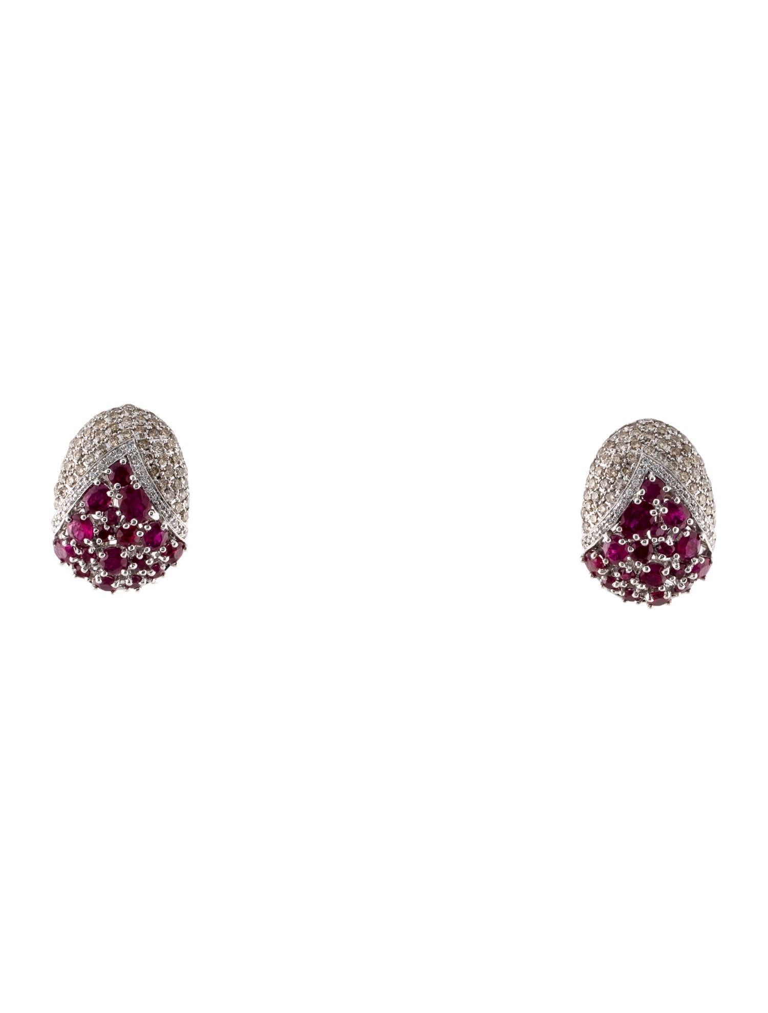 Earrings 14K Ruby & Diamond Earclips w/ Tags