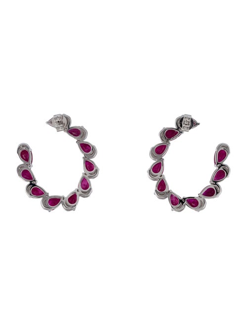 Earrings 14K Ruby & Diamond Curved Drop