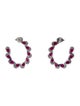 Earrings 14K Ruby & Diamond Curved Drop