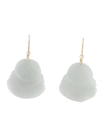 Earrings 14K Jadeite Buddha Drop Earrings