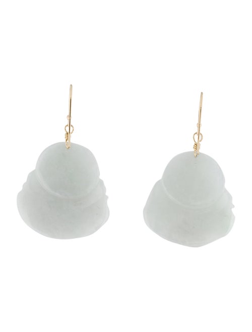 Earrings 14K Jadeite Buddha Drop Earrings
