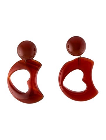 Earrings Drop 14K Carnelian Heart Cut-Out