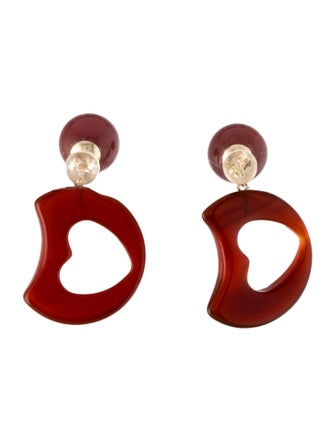 Earrings 14K Carnelian Heart Cut-Out Drop Earrings