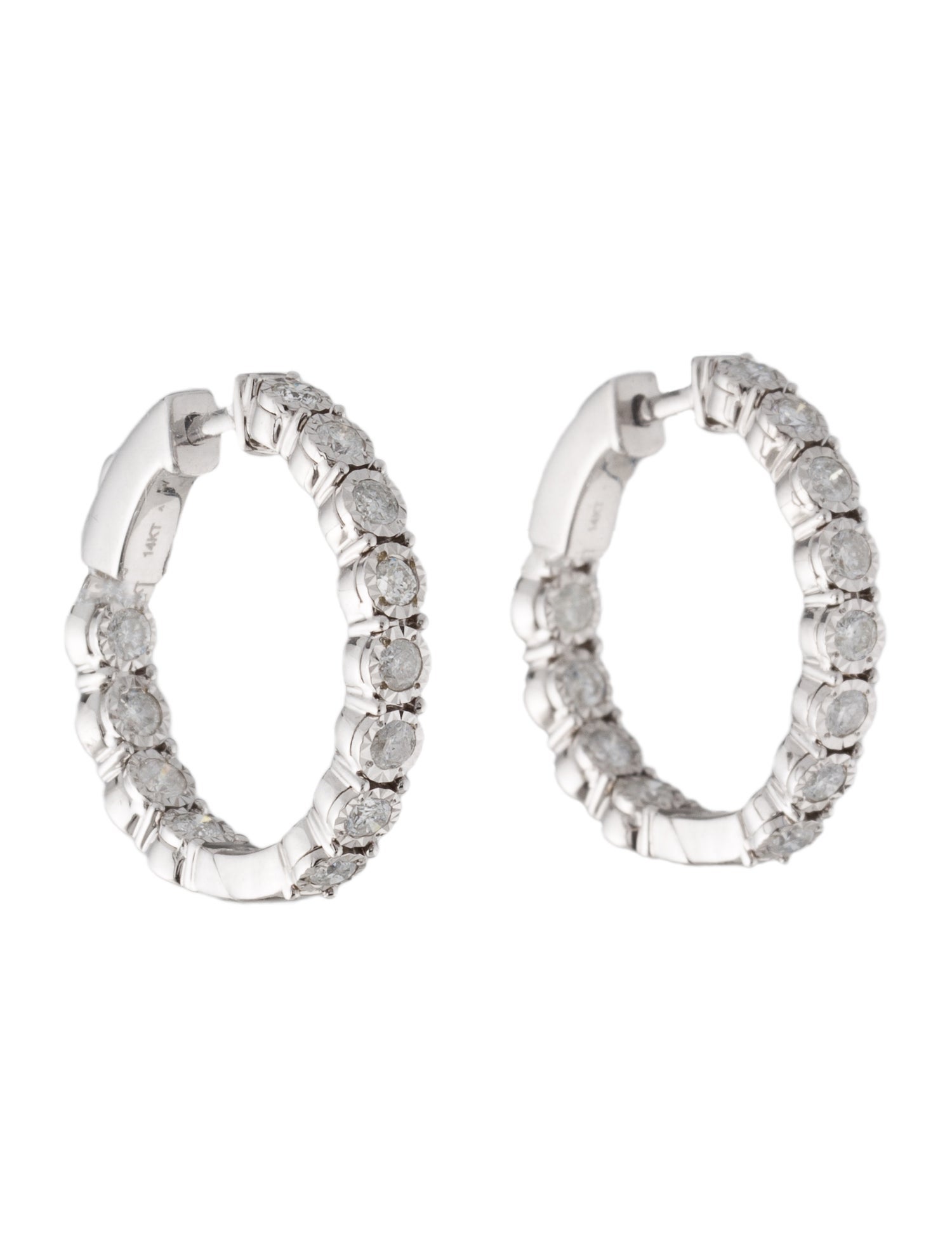 Earrings 14K 1.01ctw Diamond Inside-Out Hoop