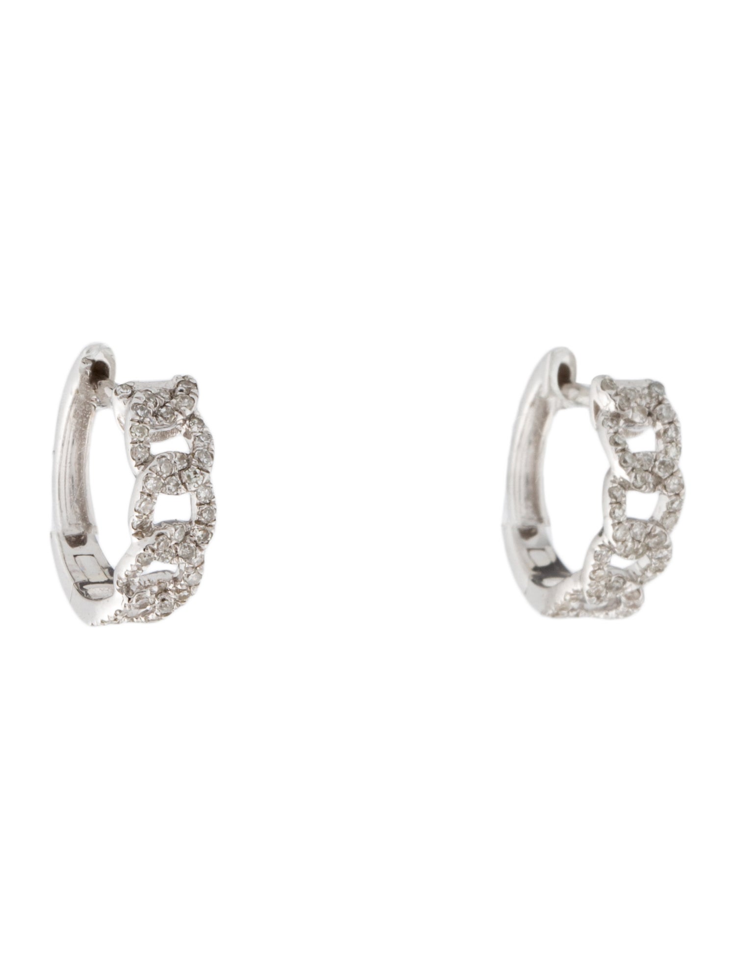 Earrings 14K Diamond Curb Link Huggie