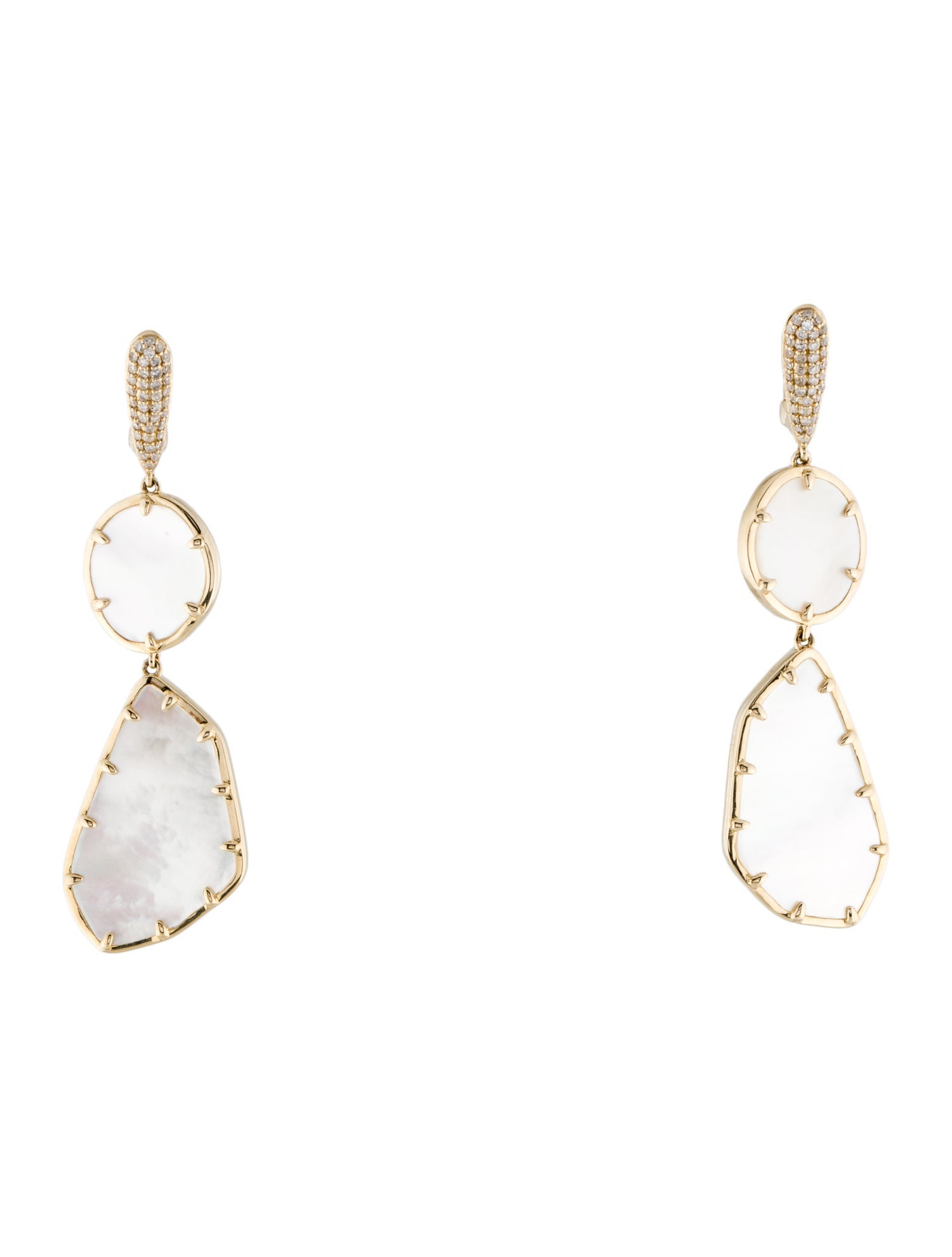 Earrings 14K Mother of Pearl & Diamond Drop Earrings