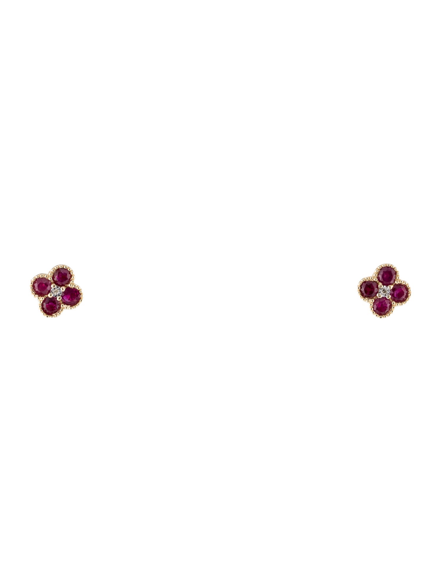 Earrings 14K Ruby & Diamond Stud