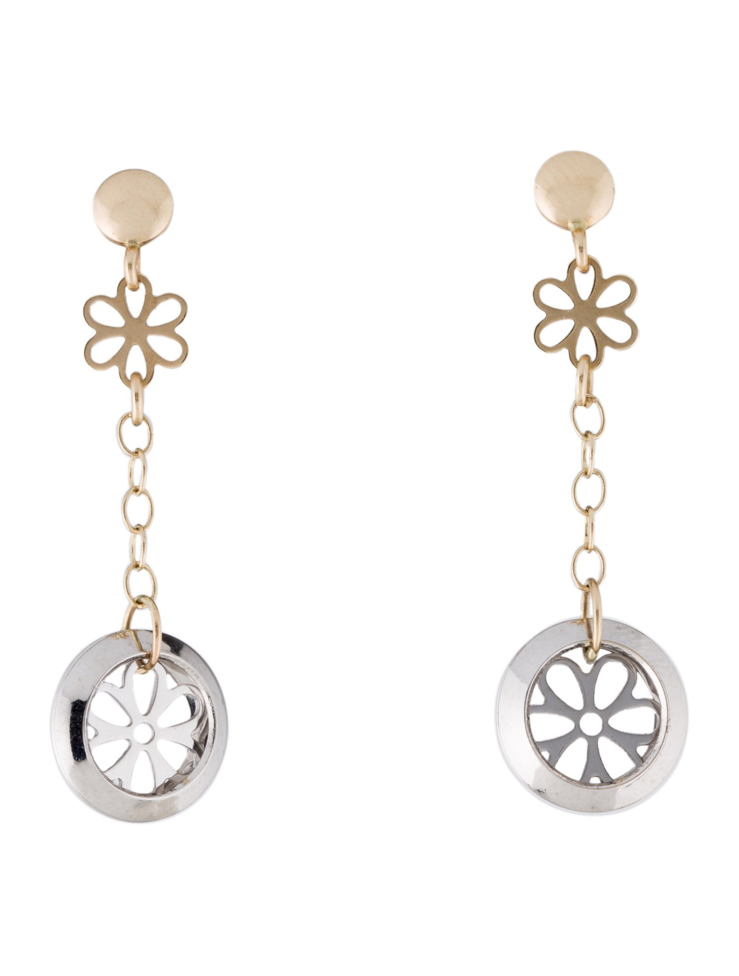 Earrings 14K Two-Tone Drop Earrings