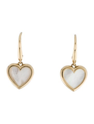 Earrings Drop 14K Mother of Pearl Heart