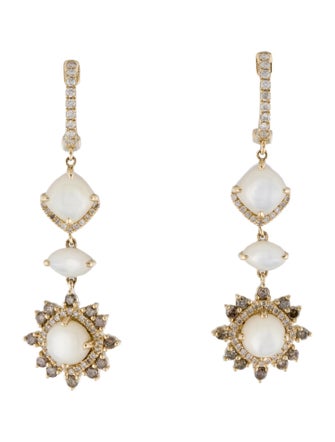 Earrings 14K Mother of Pearl & Diamond Drop Earrings
