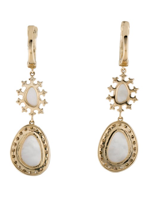 Earrings 14K Mother of Pearl & Diamond Drop Earrings