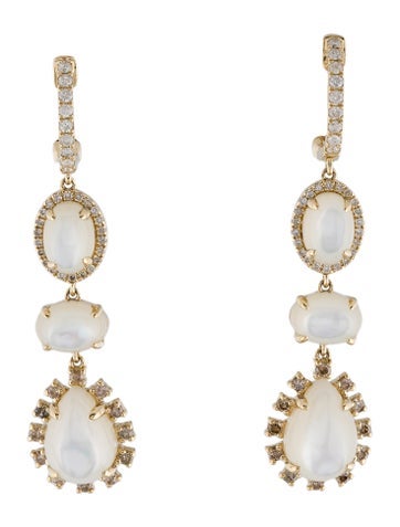 Earrings Drop 14K Mother of Pearl & Diamond
