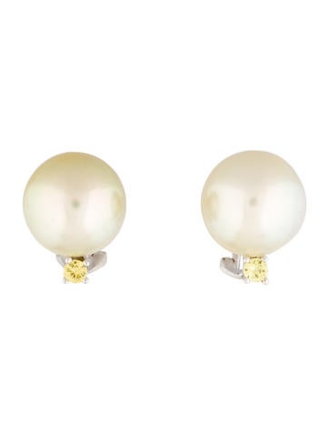18K Pearl & Yellow Sapphire Clip-On Earrings
