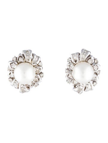 18K Pearl & Diamond Earrings