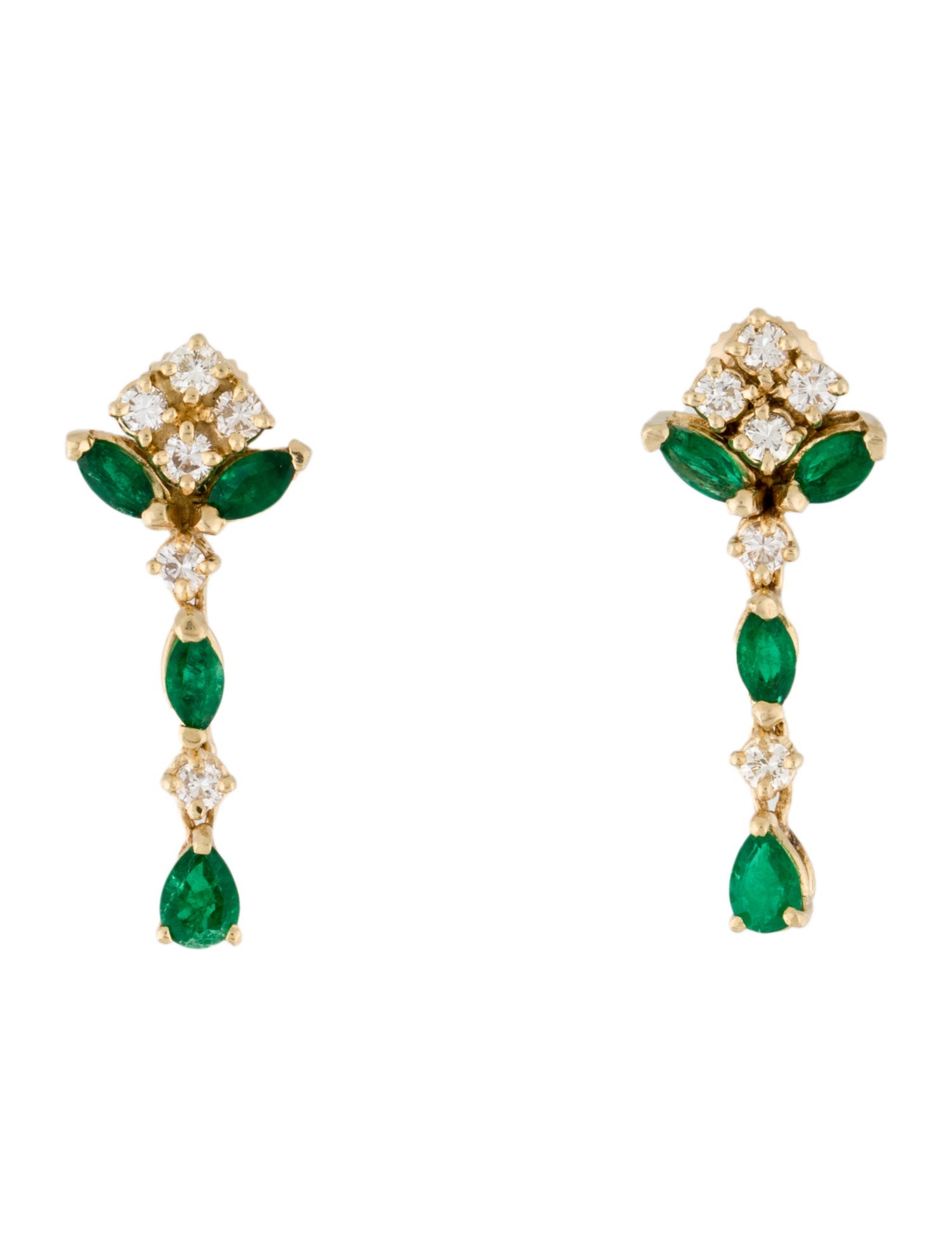 Elemento Diamond and Emerald Drop Earrings main image 1