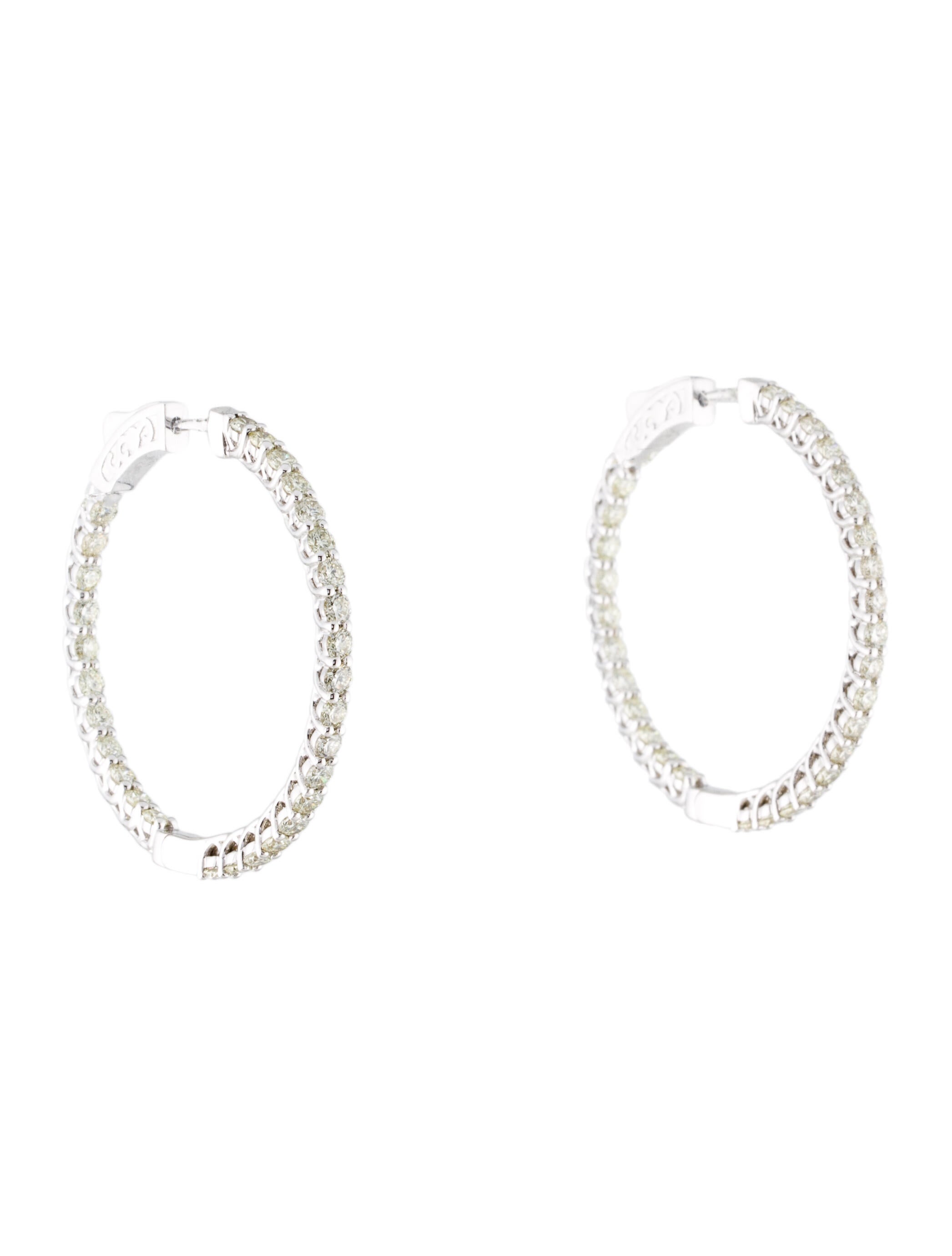 Earrings 14K 2.96ctw Diamond Round Inside-Out Hoop Earrings