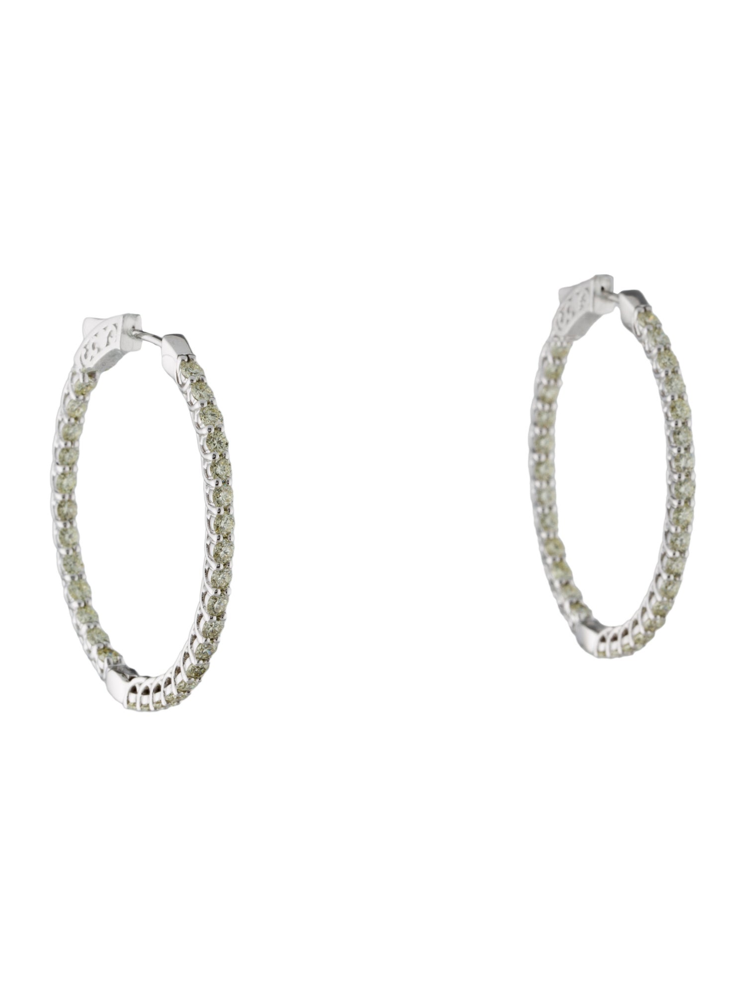Earrings 14K 2.92ctw Diamond Oval Inside-Out Hoop Earrings