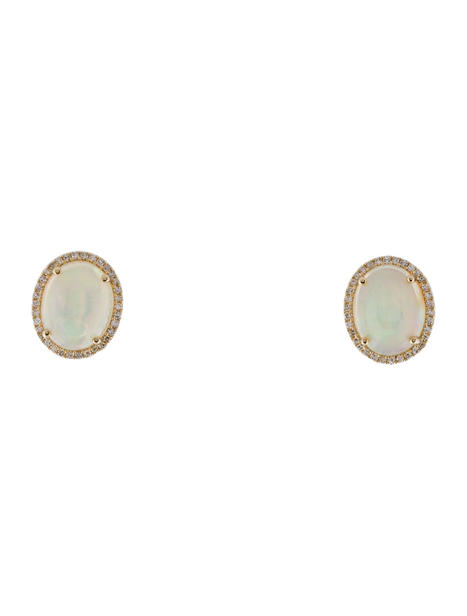 Earrings 14K 4.80ctw Opal & Diamond Stud Earrings
