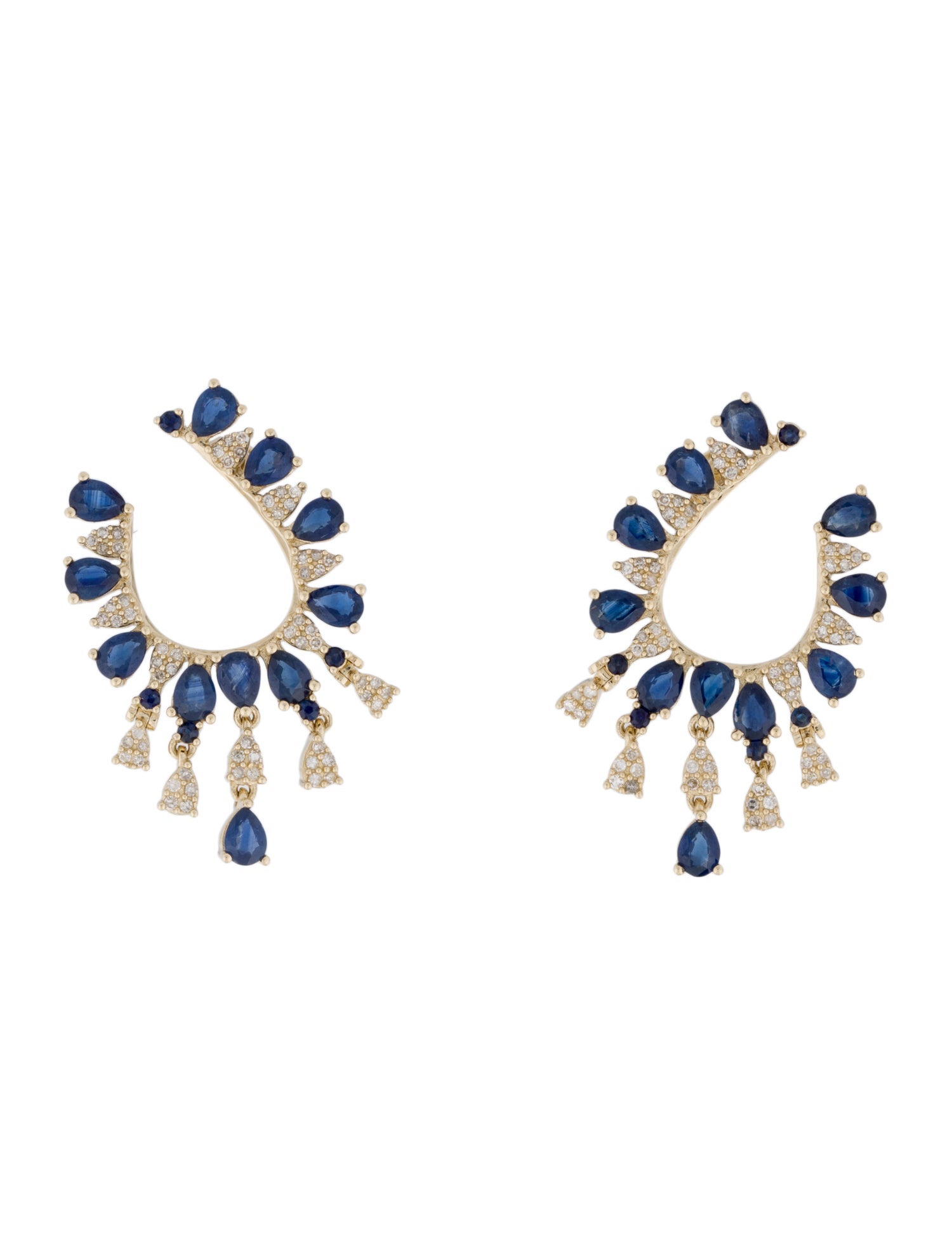 Earrings 14K 4.40ctw Sapphire & Diamond Drop Earrings