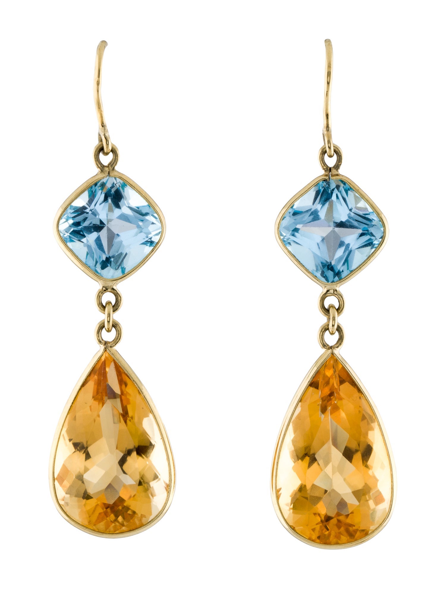Earrings 18K Citrine & Topaz Drop Earrings
