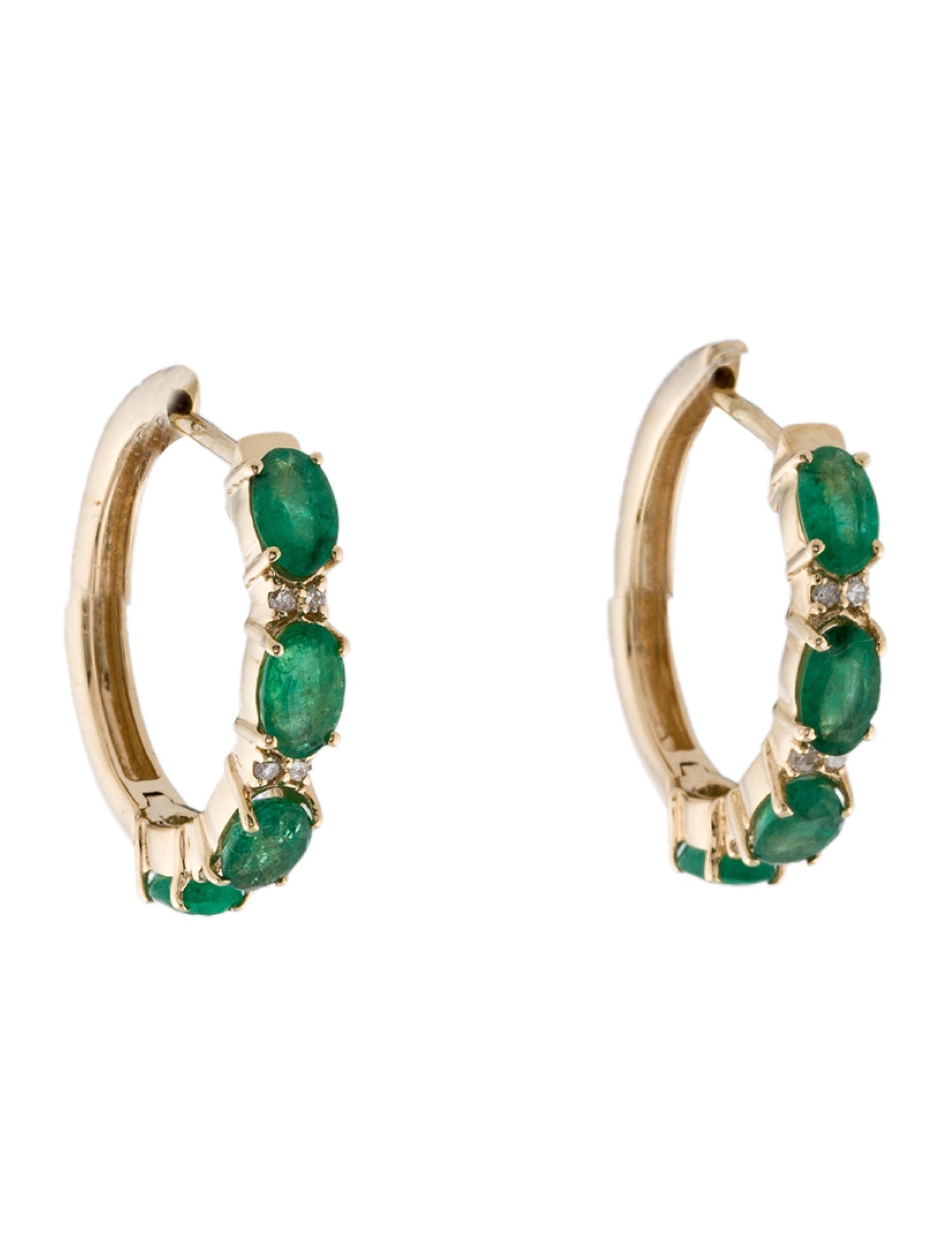 Earrings 14K 1.63ctw Emerald & Diamond Huggie