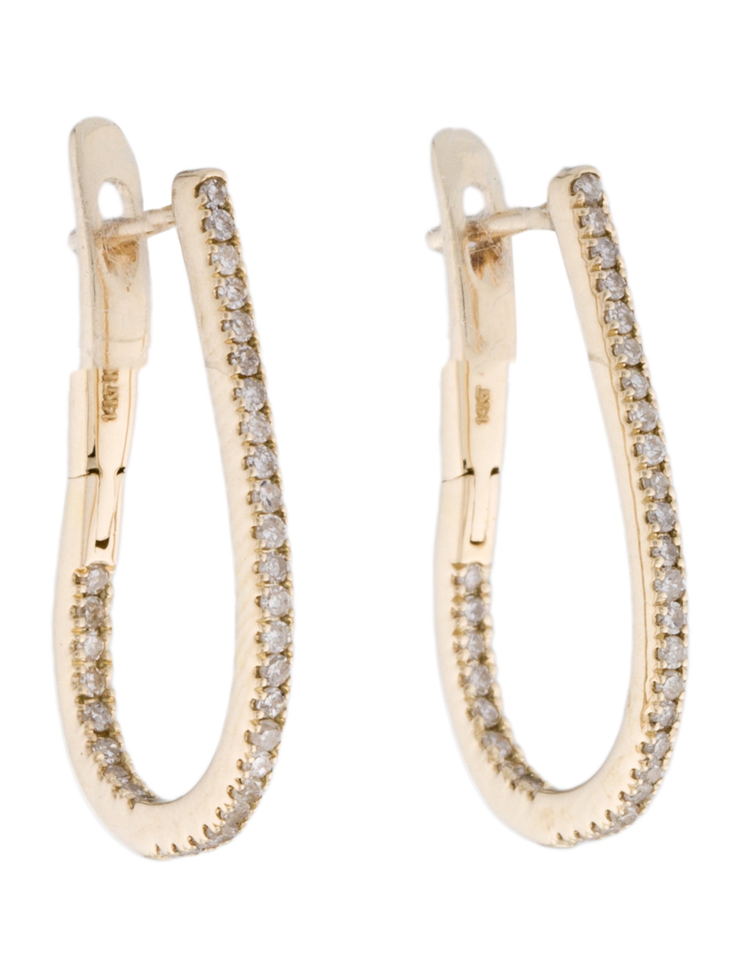 Earrings 14K Diamond Drop Inside-Out Hoop Earrings