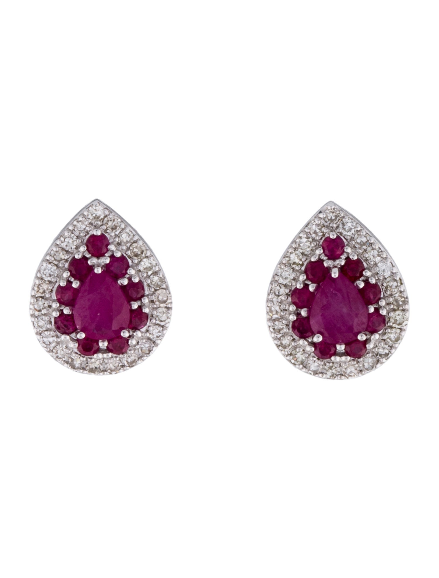 14K Ruby & Diamond Stud Earrings