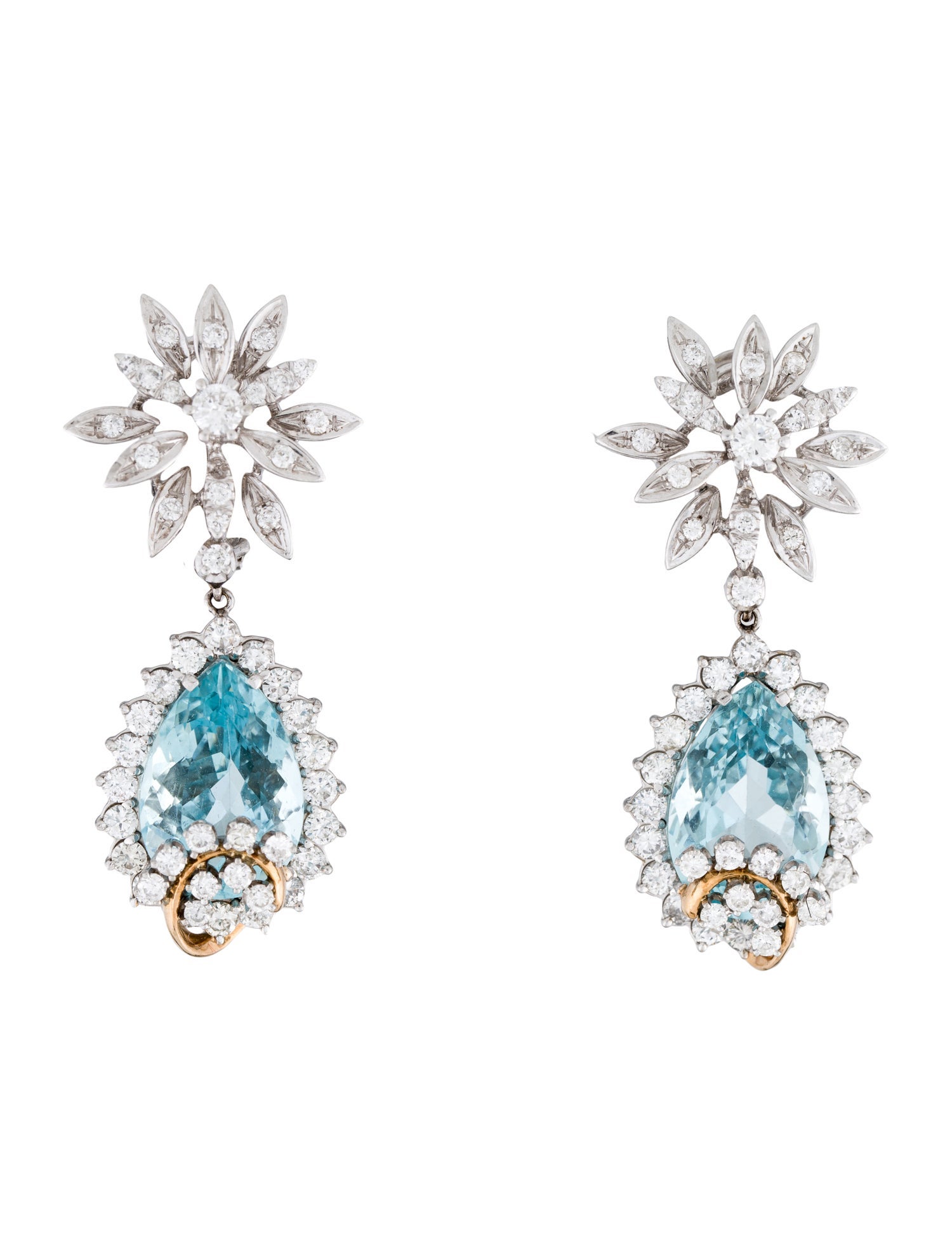 Earrings 18K 19.90ctw Aquamarine & Diamond Drop Earrings