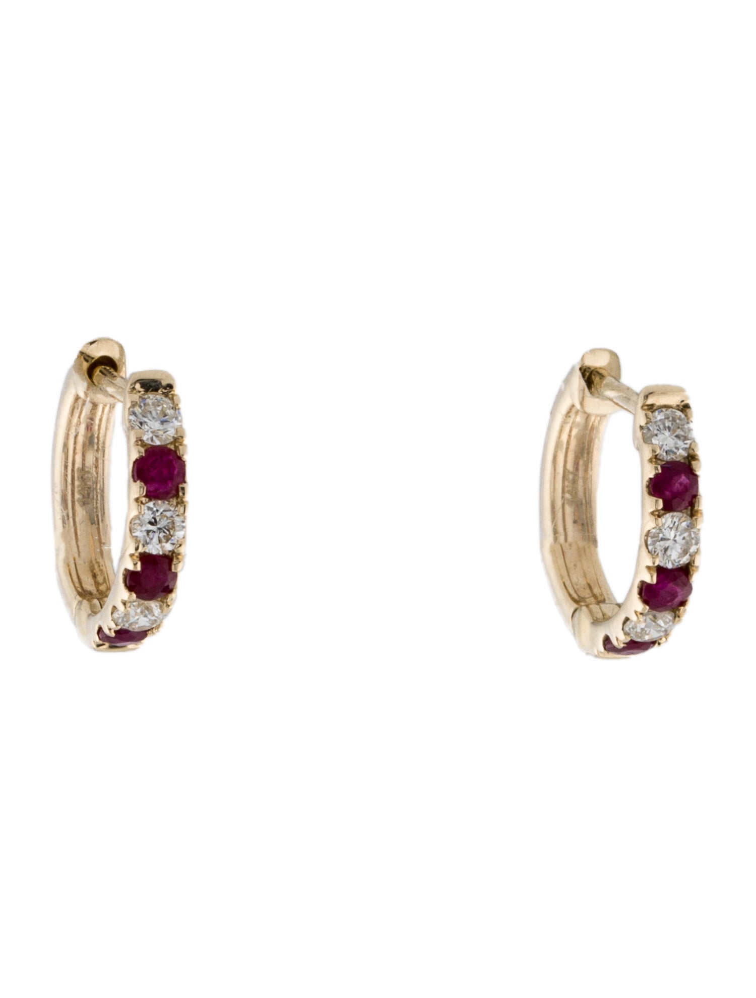 Earrings 14K Sapphire & Diamond Huggie