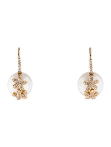 14K Pearl & Diamond Earrings