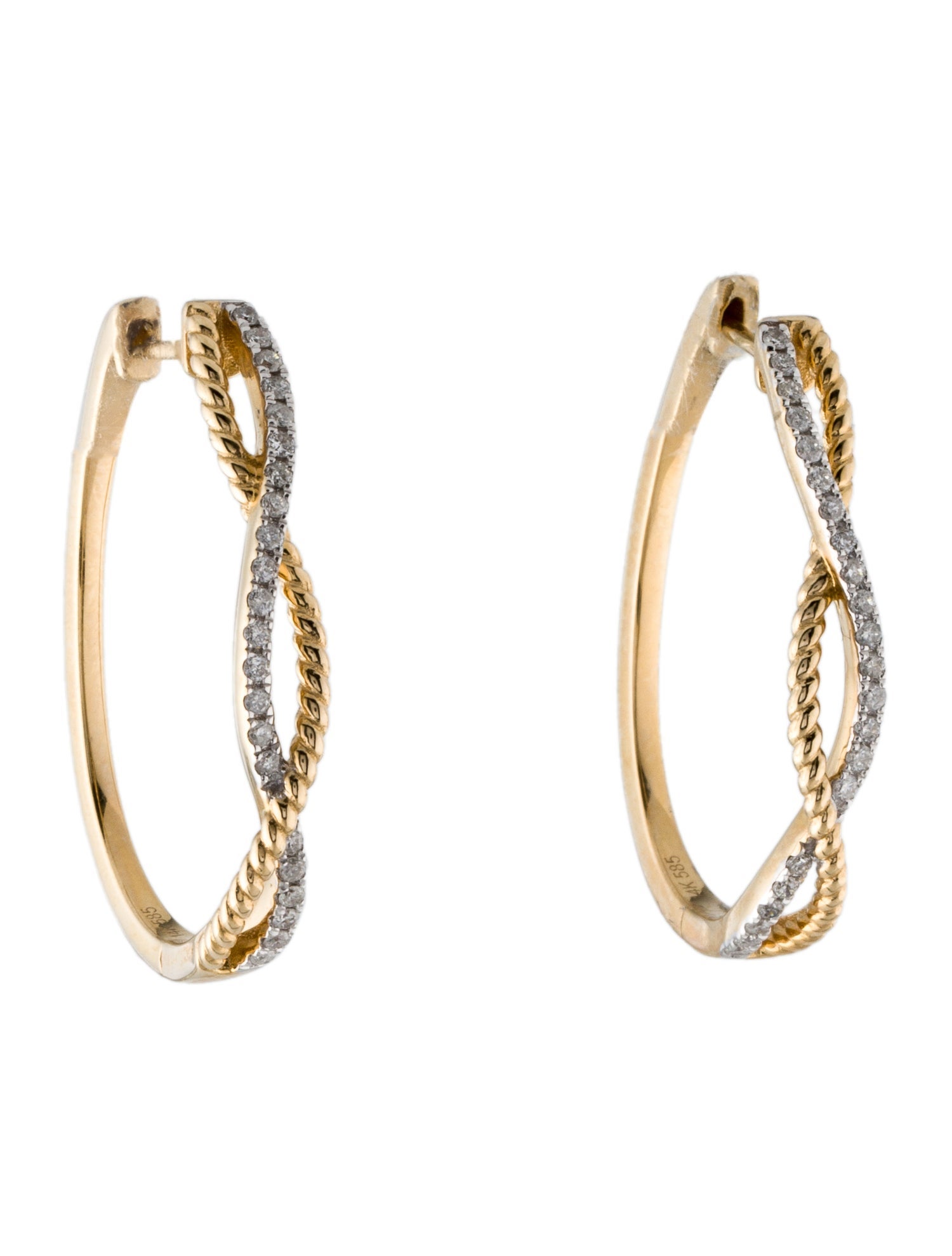 Earrings 14K Diamond Oval Hoop Earrings